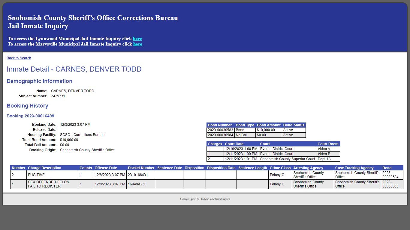 Inmate Detail - CARNES, DENVER TODD