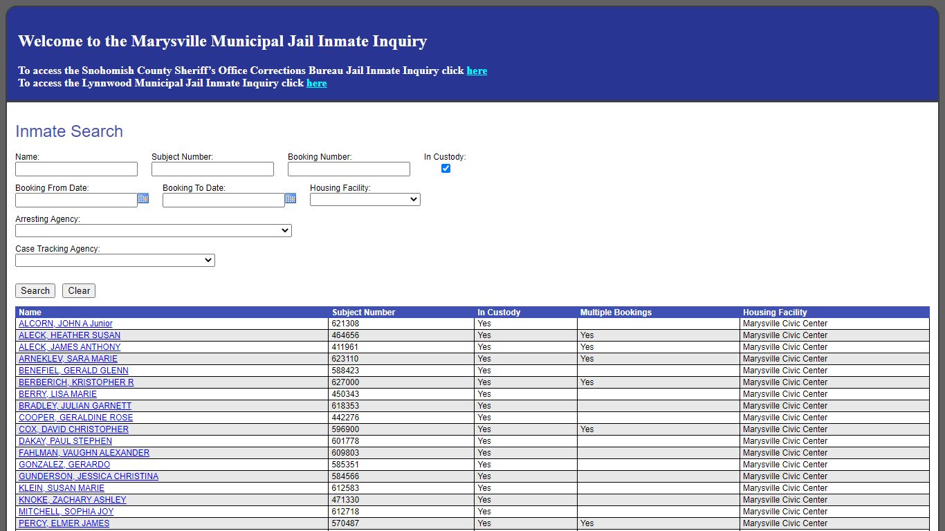 Inmate Search - SNO911